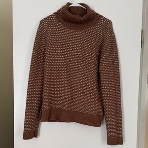 J. Crew Brown and Cream Turtleneck Sweater